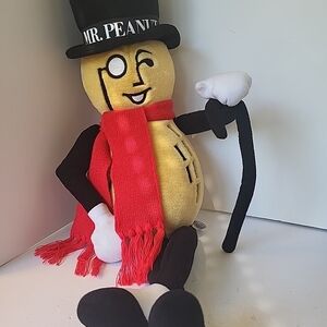 1991 Vintage 26" Mr. Peanut Plush with Red Scarf, Cane And Top Hat